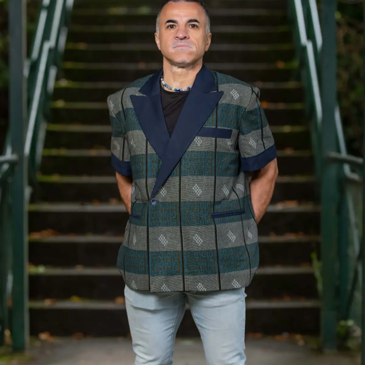 veste homme en wax à manches courtes