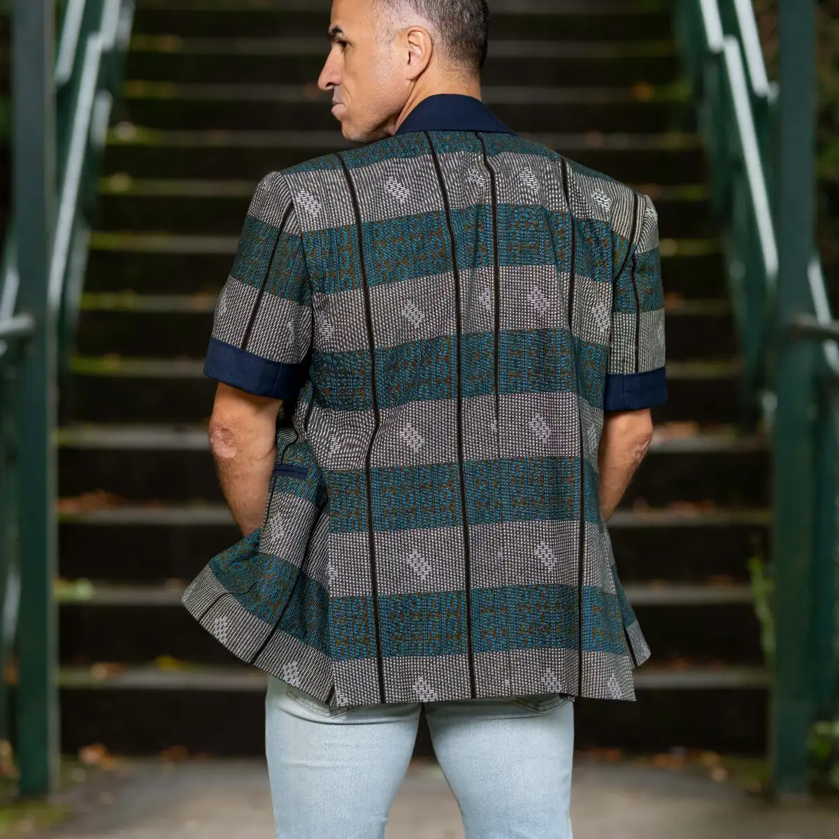 veste homme en wax à manches courtes