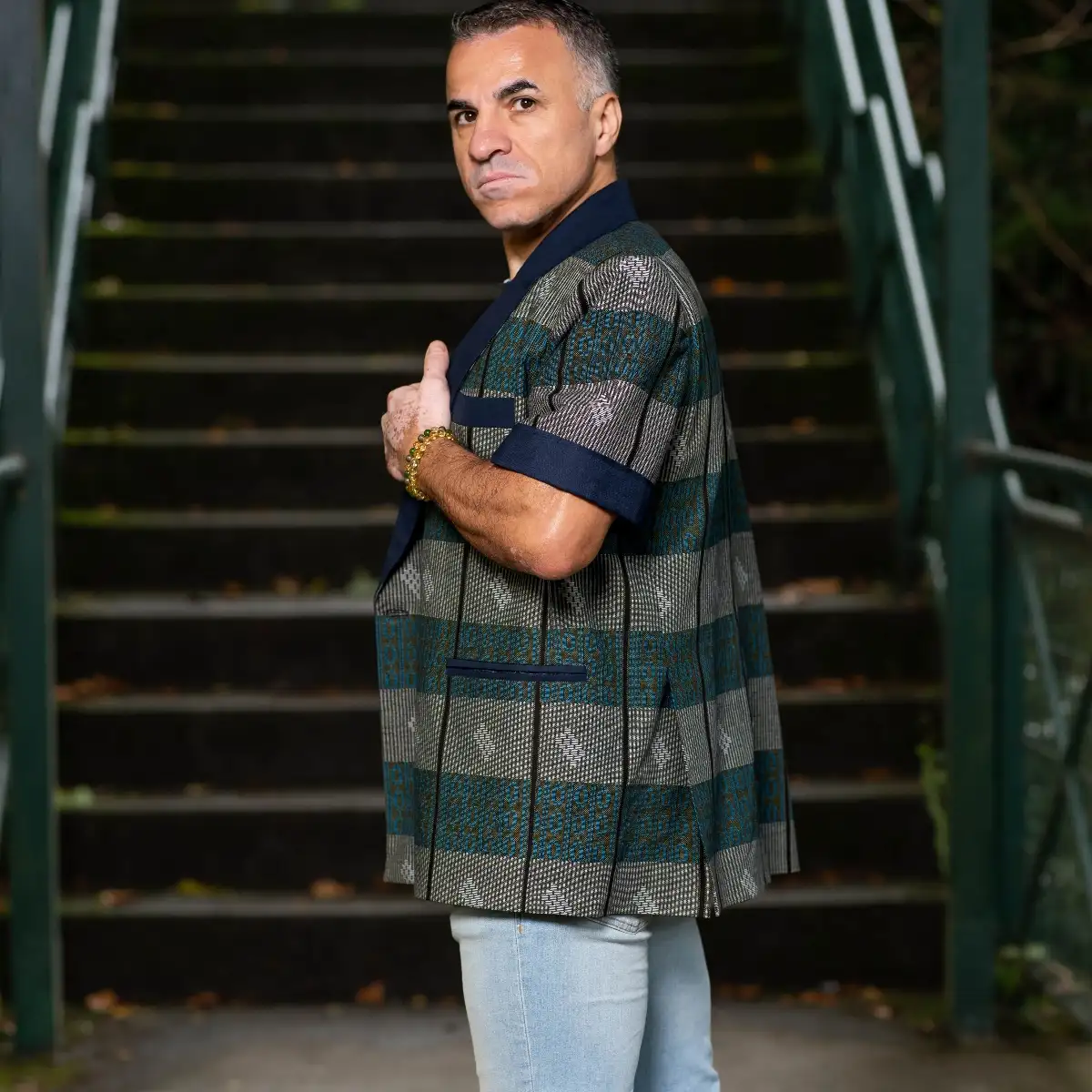 veste homme en wax à manches courtes