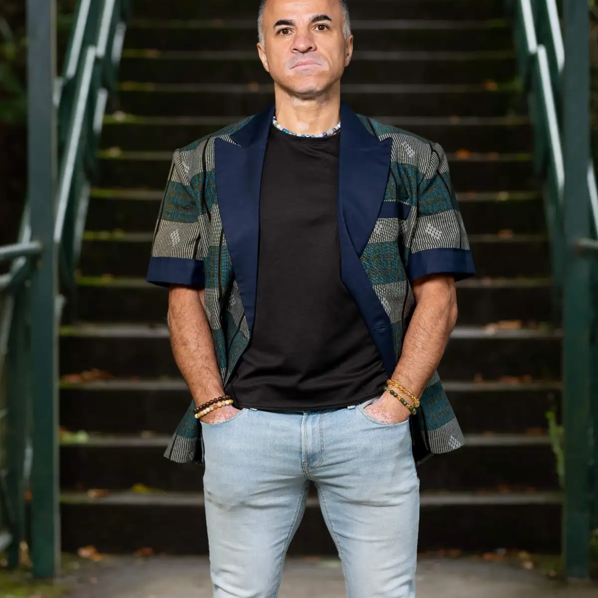 veste homme en wax à manches courtes