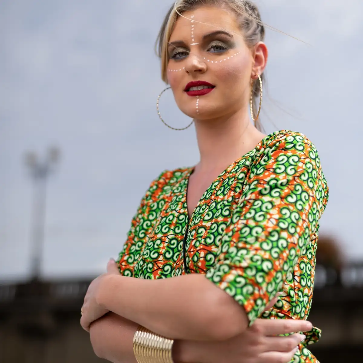 robe portefeuille courte en wax