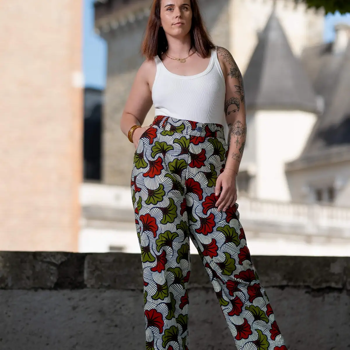 Pantalon femme en tissu wax