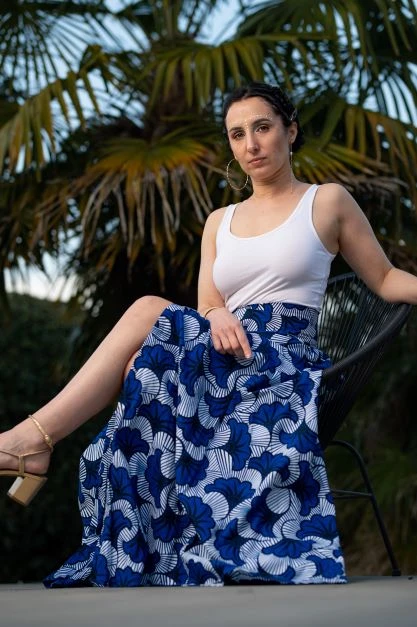 Jupe portefeuille en tissu wax