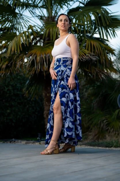 Jupe portefeuille en tissu wax