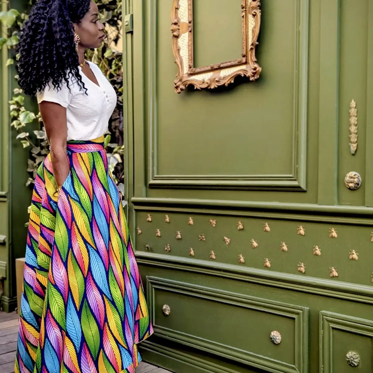 Jupe maxi longue en wax