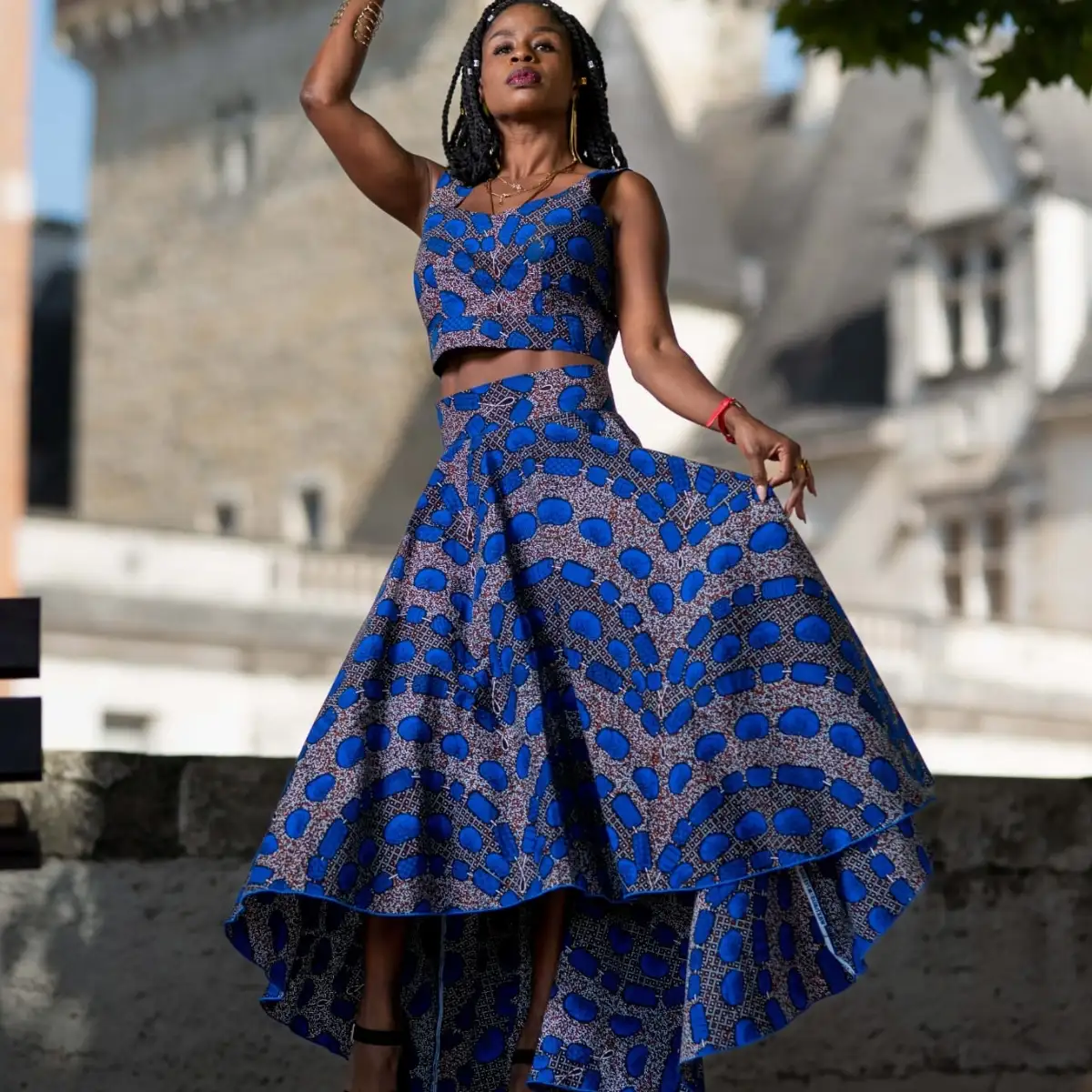 Maxi Jupe asymétrique en wax