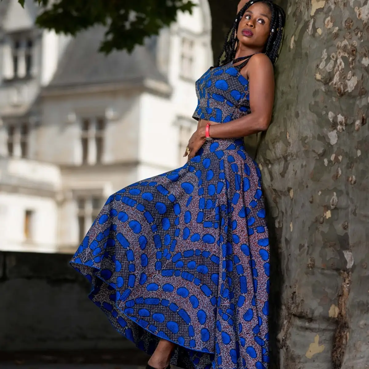 Maxi Jupe asymétrique en wax