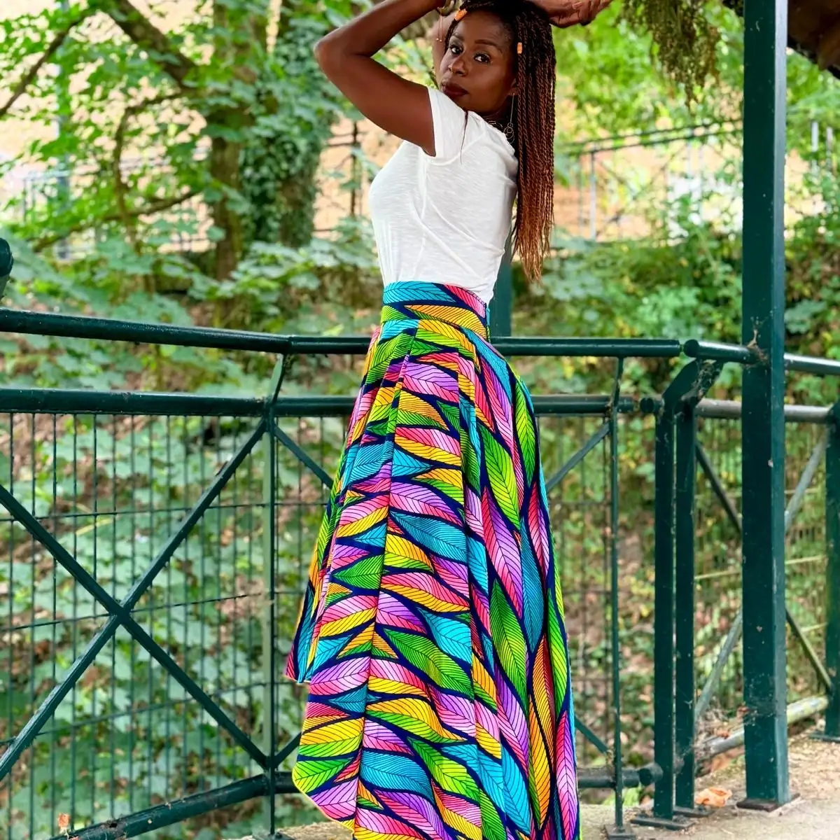Maxi jupe asymétrique en wax
