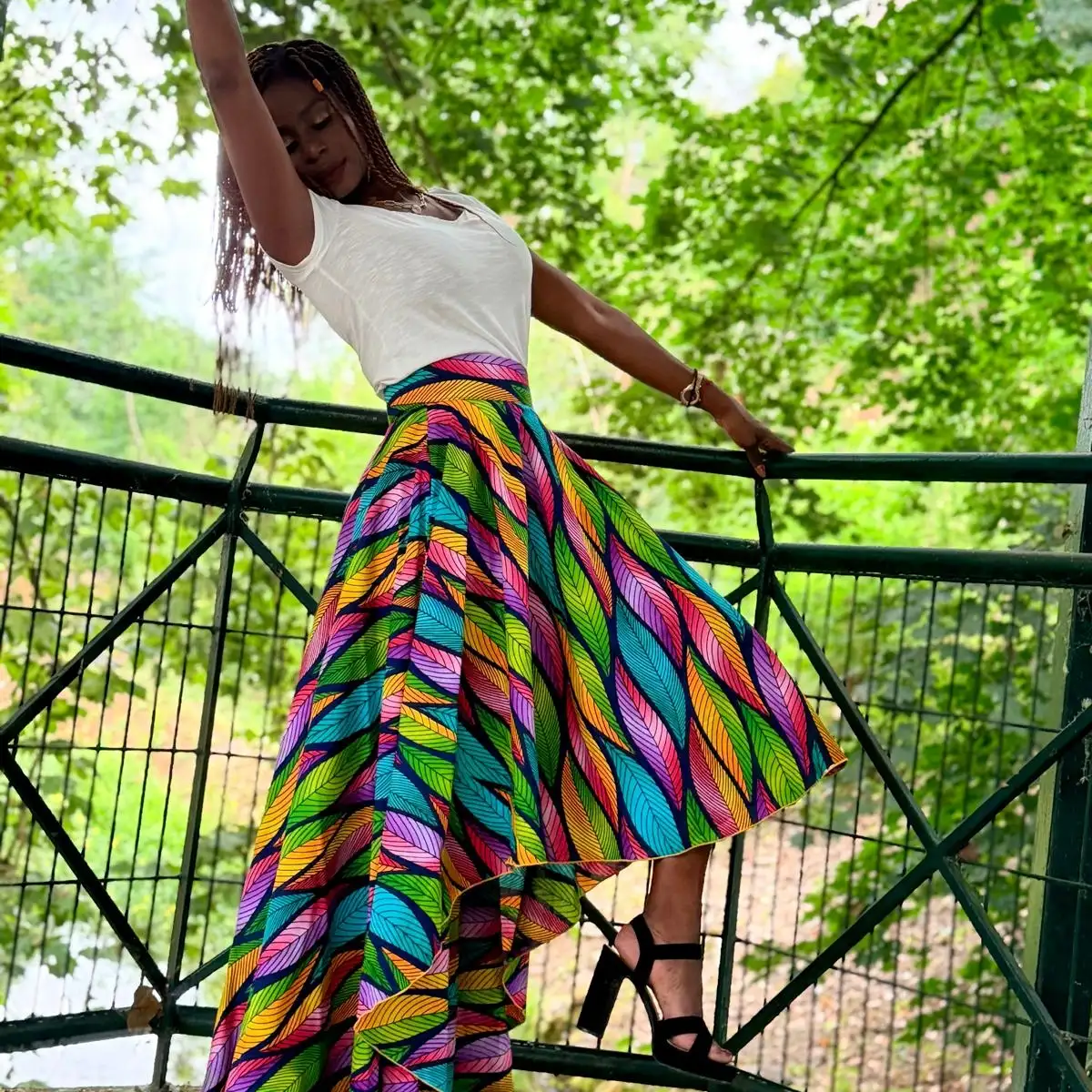 Maxi jupe asymétrique en wax