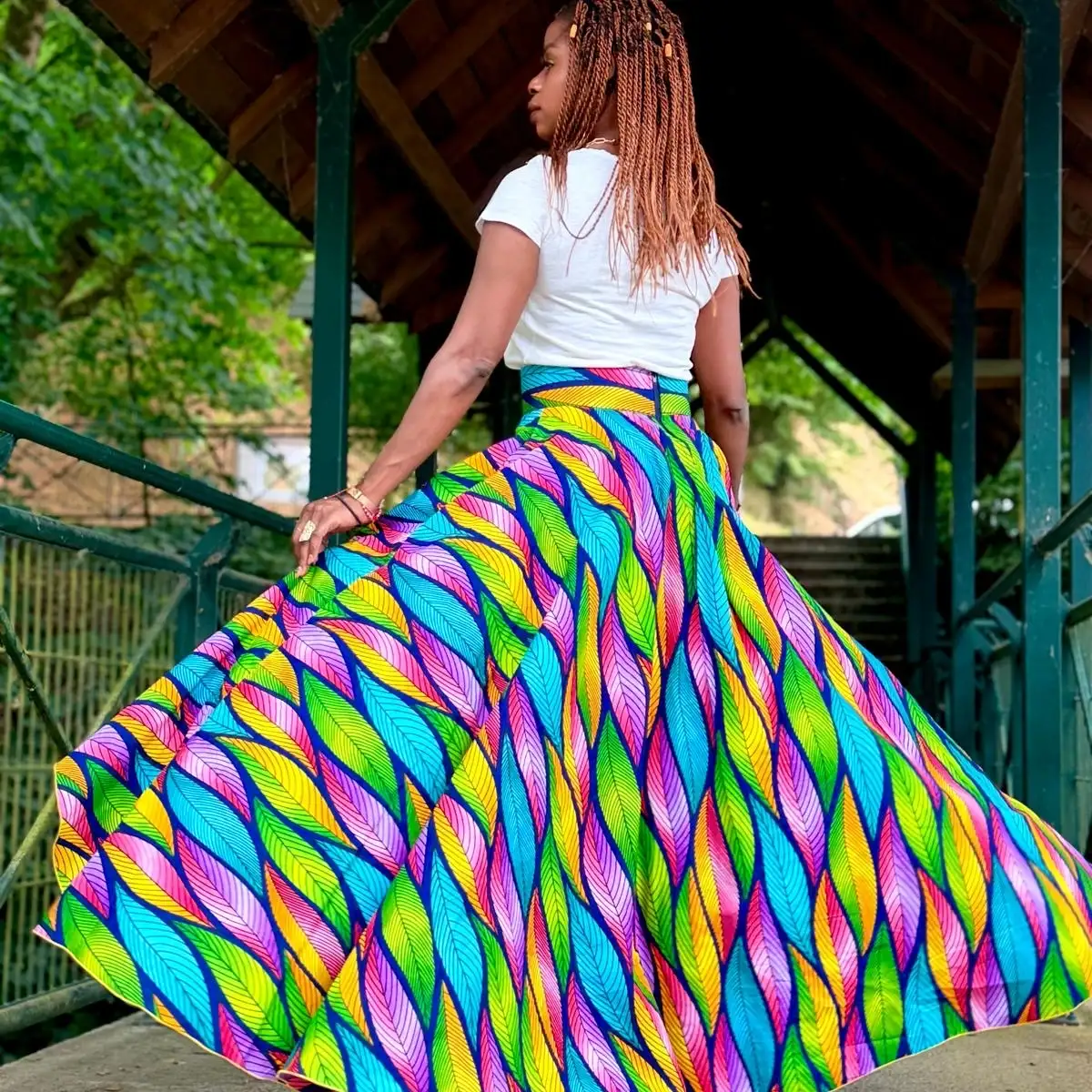 Maxi jupe asymétrique en wax