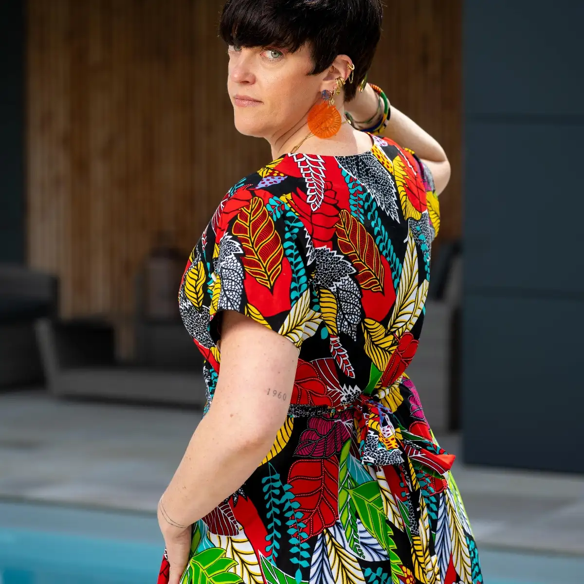 Maxi robe portefeuille en wax