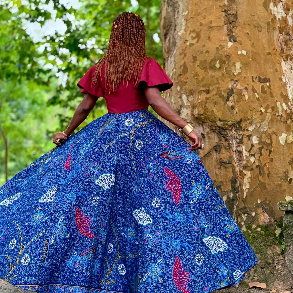 Maxi robe asymétrique en wax